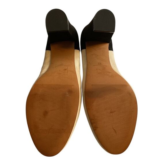 Madewell Womens Black Cream Suede Classic Pump Size 10 Block Heels Office Work - Picture 12 of 12